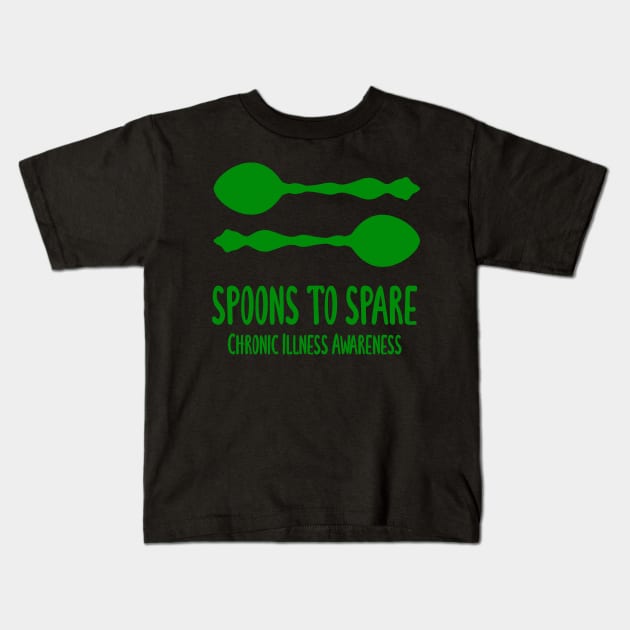 Spoons To Spare - Chronic Illness Awareness (Green) Kids T-Shirt by KelseyLovelle
